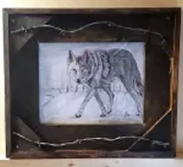 Jorge’s framed drawing of a wolf