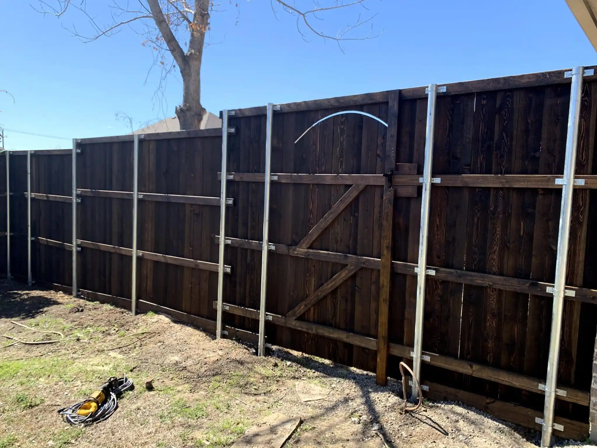 Acadia 8 ft side by side cedar fence with trim in DFW, photo 7
