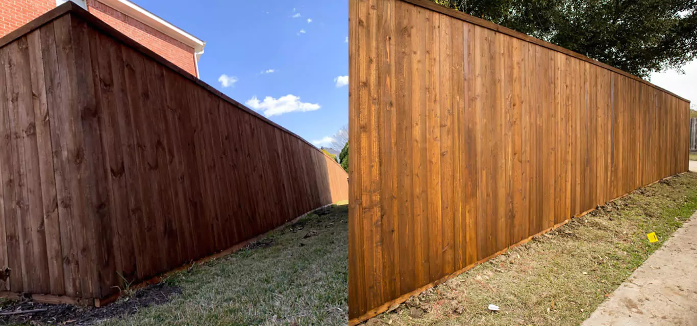 A 6 ft cedar fence (left) and the same fence built 8 ft tall (right)