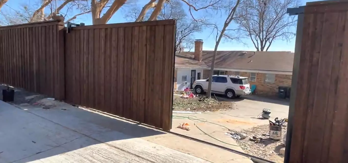 Cedar sliding driveway gate