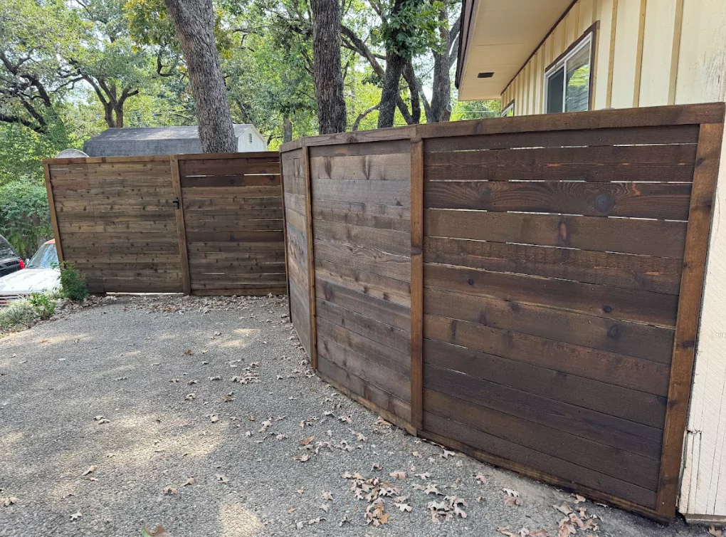 Sunrise 6 ft side by side horizontal cedar fence