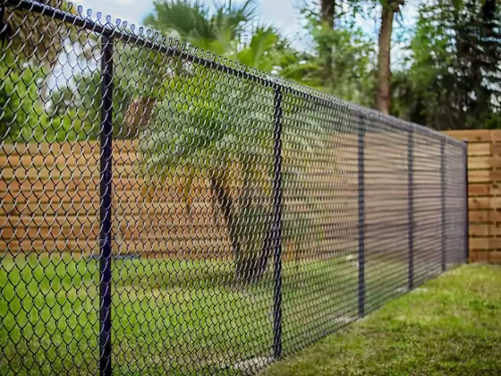 Black vinyl-coated chain link fence