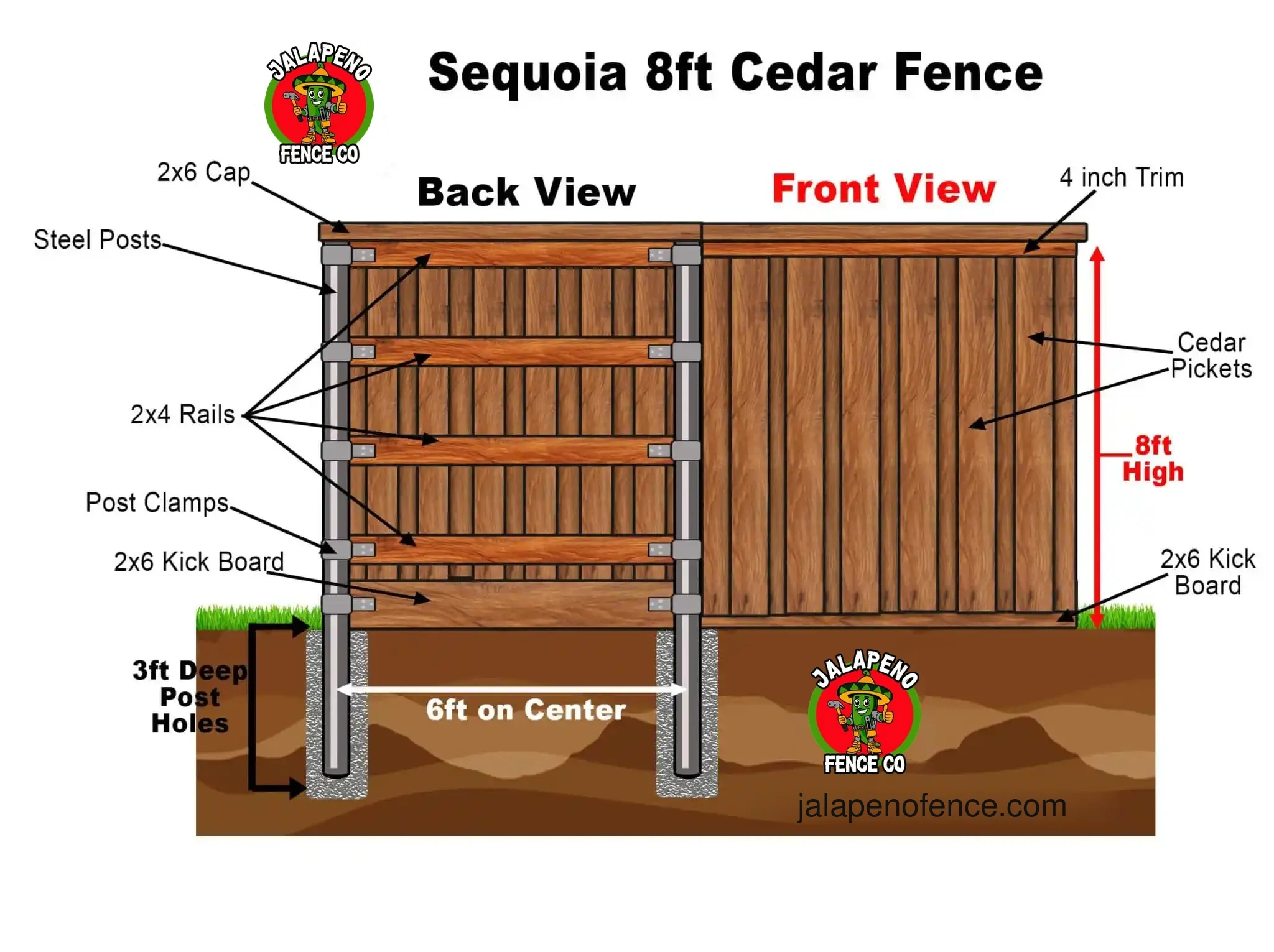 Sequoia fence diagram with front and back view